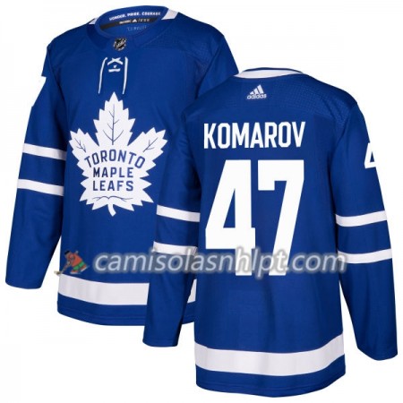 Camisola Toronto Maple Leafs Leo Komarov 47 Adidas 2017-2018 Azul Authentic - Homem